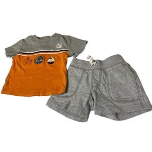 Infant boys sailor themed t-shirt and gray shorts with pockets